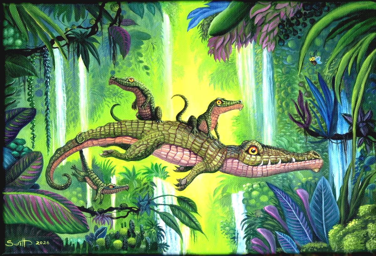 Hiker crossing a rocky stream